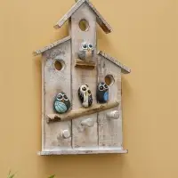 Вешалка "Скворечник с воробьями" дерево Албезия 20х5х35 см