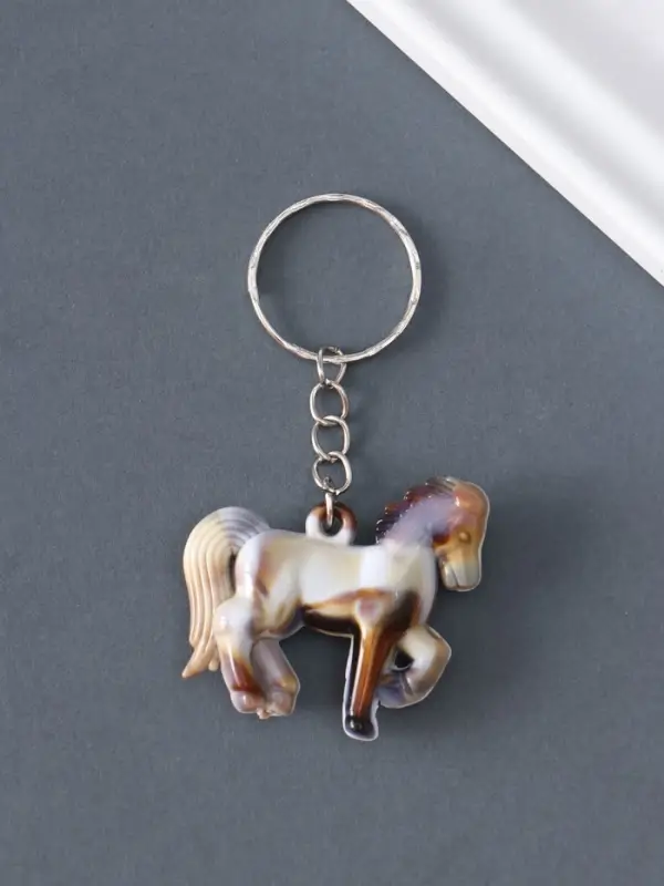 Брелок пластик под мрамор "Лошадка" 3,7х4х1 см