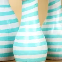 Набор сувенирный "Полосатые коты" дерево H 27, 22, 17 см, цв. бело-бирюзовый