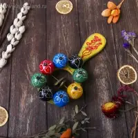 Сувенирный музыкальный инструмент "Маракас с шариками и пластинами" радужный 25х13х5 см МИКС