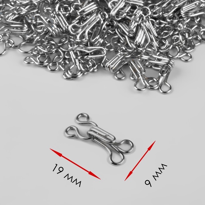 Крючок пришивной №3, 19 &times; 9 мм, 100 шт, цвет серебряный