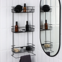 Полка прямоугольная 3-х ярусная, 12,5&times;66&times;29,5 см, цвет черный