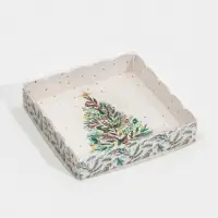 Коробка для кондитерских изделий с пластиковой крышкой &laquo;Елка&raquo;, 15 х 15 х 3 см