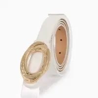 Ремень жен 04-01-01-04, Июнь2513, 2,4*0,3*110 см, без винта, пряж золото, гвоздик, белый