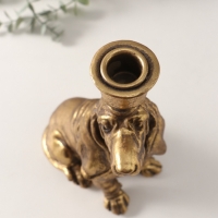 Подсвечник полистоун на 1 свечу "Спаниель" золото 14,5х9х24 см