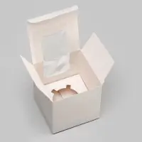 Коробка для капкейка, без ручек, белая, 9&times;9&times;9 см