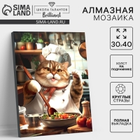 Алмазная мозаика с полным заполнением на холсте с подрамником &laquo;Толстенький повар&raquo;, 30 х 40 см