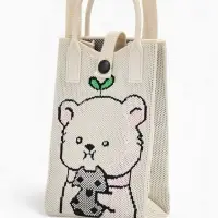 Сумка подр Мишка, 12*4*17, отд на кнопке, дл ремень, белый