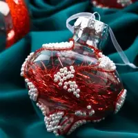 Набор шаров пластик d-8 см, 6 шт "Мелвин" красно-белый