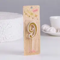 Свеча для торта с блестками &laquo;Цифра 9&raquo;, золотая, 5.2 см