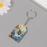 Брелок дерево "Пчела и соты. Витраж" 4,4х3х0,3 см