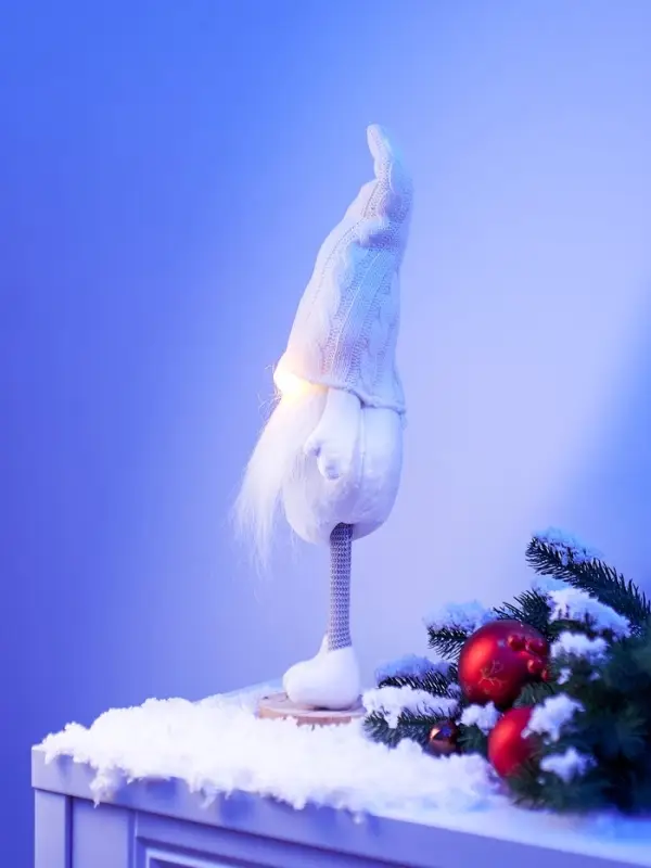 Фигура текстиль &laquo;Гном в белом&raquo; 55 см, 1 LED, от батареек AG13&times;3, свечение тёплое белое