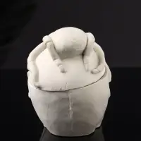 Шкатулка с крышкой "Череп" 10х9х8 см, натуральный, гипс