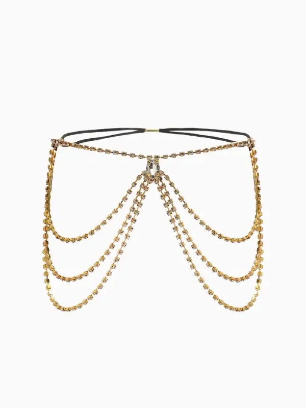 Цепочка на бедро бодичейн "Шахерезада" со стразами, цвет белый в золоте