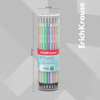 Карандаш чернографитный с ластиком ErichKrause &laquo;Pastel&raquo;, HB, грифель d=2.2 мм, пластик, круглый в тубусе, пастель МИКС
