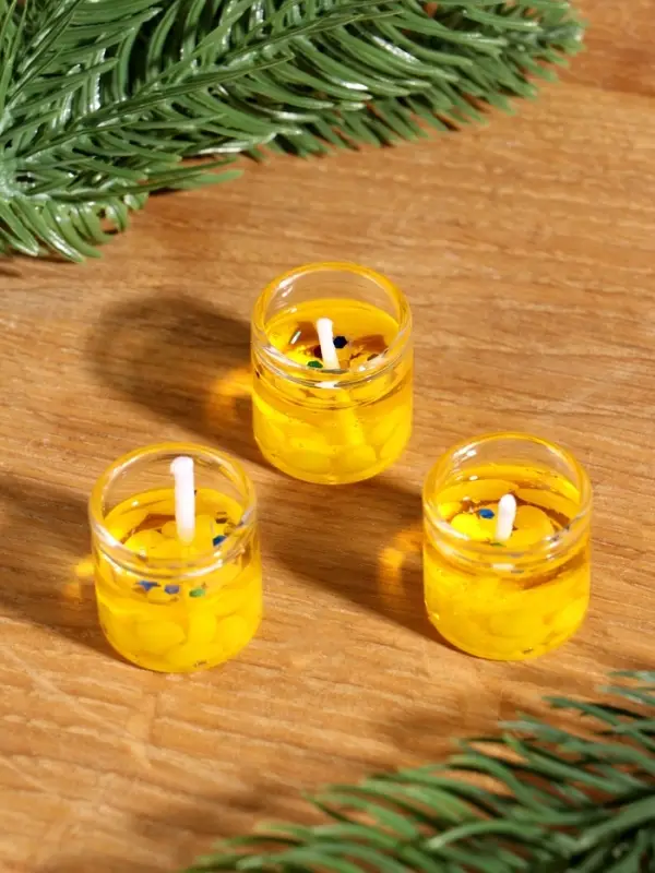 Набор гелевых свечей &laquo;Золотой конь. На удачу&raquo;, 3 шт, золотые, 2,5 х2,5 х 2,5 см