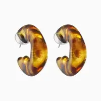 Серьги акрил &laquo;Леопард&raquo; бублик, цветной в серебре