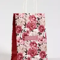 Пакет подарочный крафт &laquo;Цветы&raquo;, 18&times;8&times;25 см