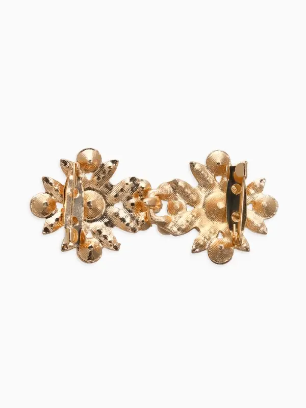 Зажим для кардигана "Ажур", гербер, цвет белый в золоте