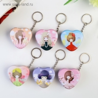 Шкатулка на кольце металл "Девочка с цветами" МИКС 2,1х4,5х4,5 см