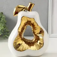 Сувенир керамика "Срез груши" белый с золотом 10х18х24,5 см