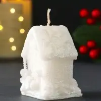 Свеча новогодняя "Домик с Пряником" 40х70мм, белый