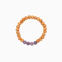 Браслет из сандалового дерева с агатом, длина 18 см, цв. сиреневый