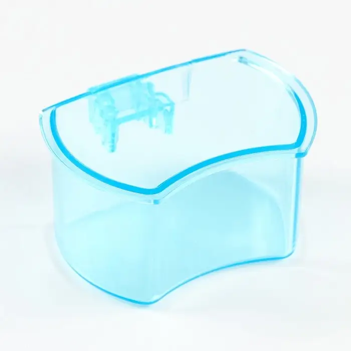 Миска для птиц с креплением к прутьям 5х3,5 см, синяя