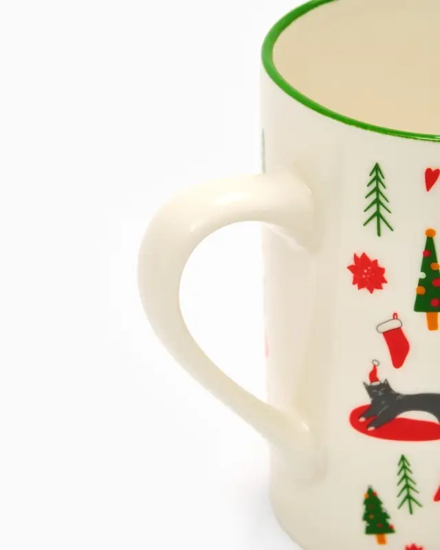 Кружка чайная керамическая &laquo;Новогодние коты&raquo;, 385 мл, ручная работа