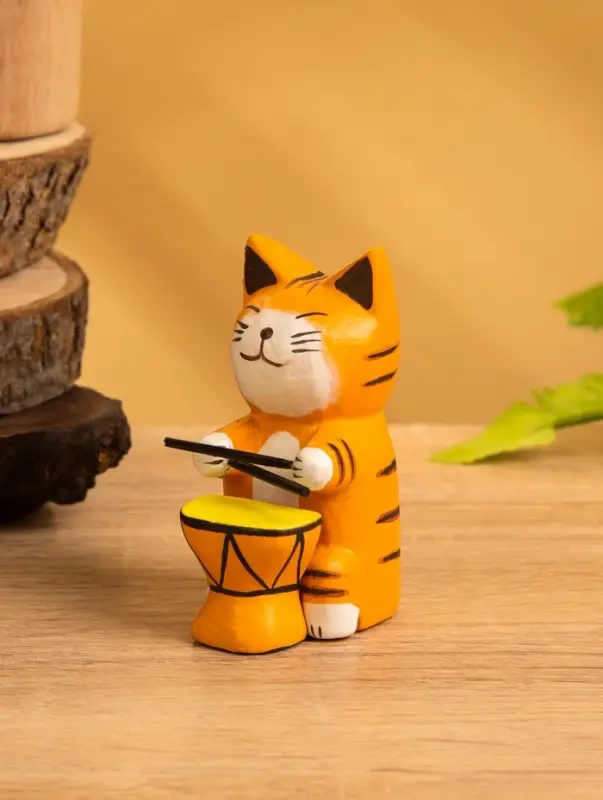 Сувенир &laquo;Кот барабанщик&raquo;, 3.5&times;5.5&times;8 см, дерево, МИКС