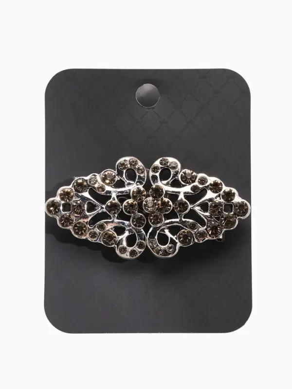 Зажим для кардигана "Ажур", бутоны, цвет светло-серый в черненом серебре