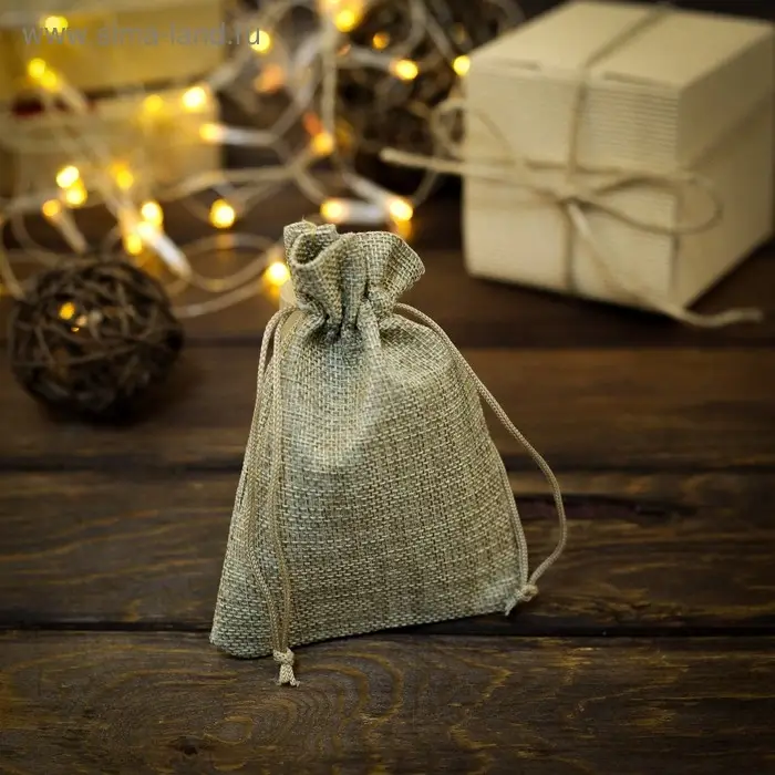 Мешочек подарочный из холщи, бежевый, 10&times;14 см