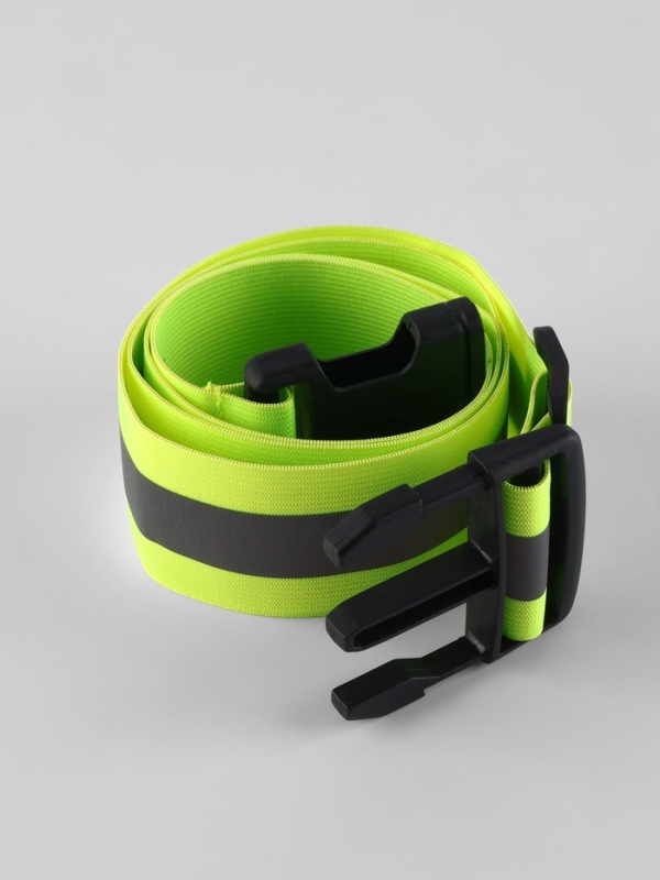 Светоотражающий пояс эластичный 1 полоса 2см 50-100см*4,5см на фастексе салатов/чёрн АУ