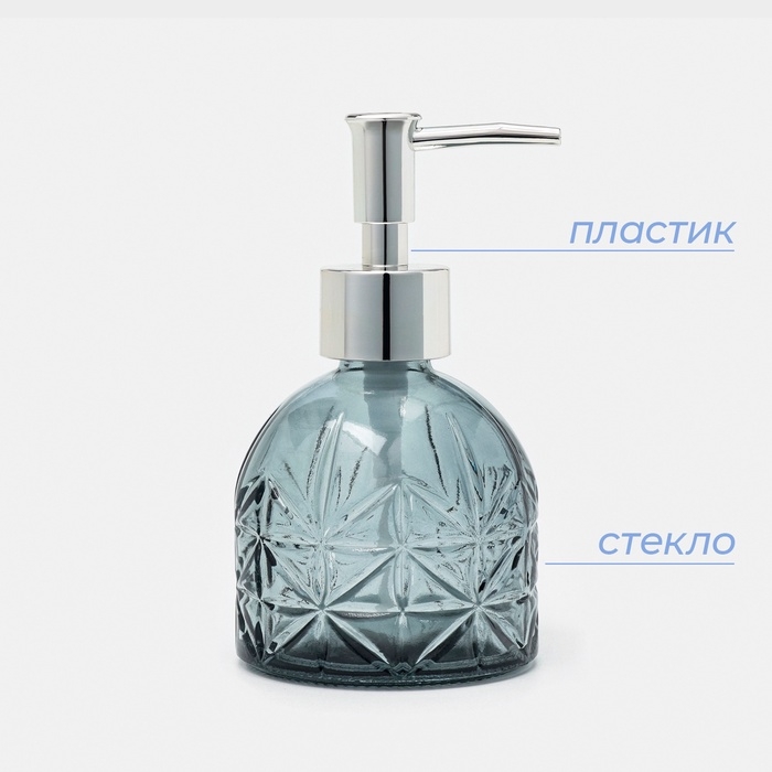 Дозатор для мыла SAVANNA &laquo;Лазурь&raquo;, 220 мл, стеклянный, синий