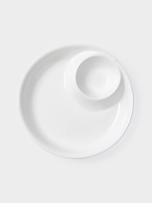 Блюдо Hanna Kn&ouml;vell, d=25 см, с секцией для соуса, фарфор, белое