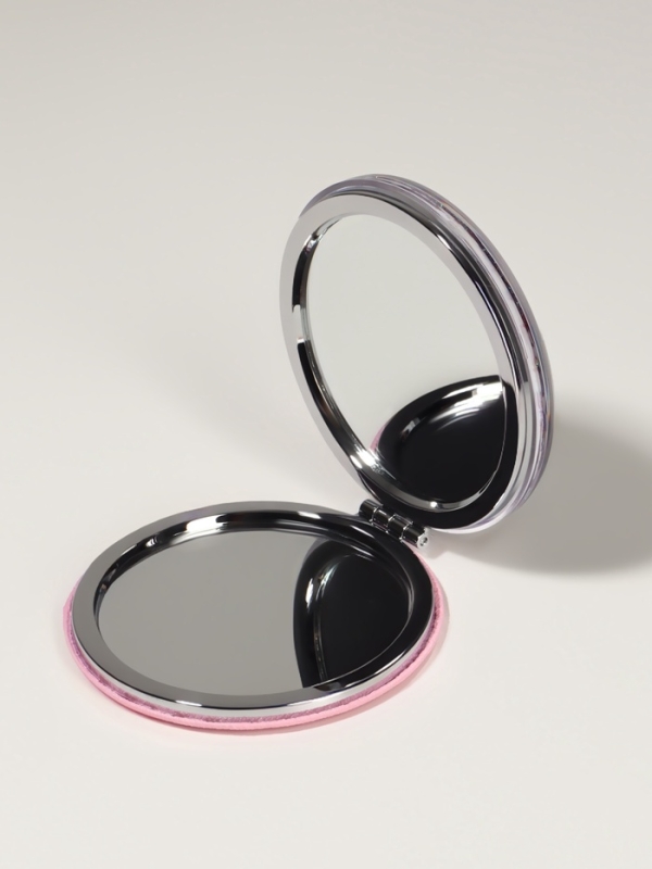 Зеркало складное &laquo;Цветы&raquo;, d = 7,2 см, с увеличением, цвет сиреневый/фиолетовый