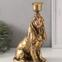 Подсвечник полистоун на 1 свечу "Спаниель" золото 14,5х9х24 см
