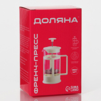 Чайник заварочный френч - пресс Доляна &laquo;Классика&raquo;, 350 мл, стекло, цвет молочный