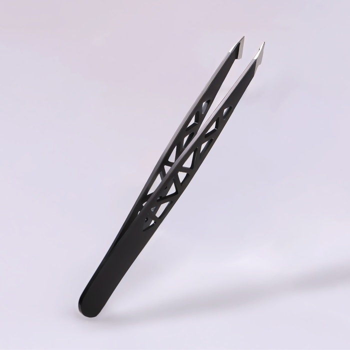 Пинцет &laquo;Геометрия&raquo;, скошенный, заострённый, 9,5 см, цвет чёрный