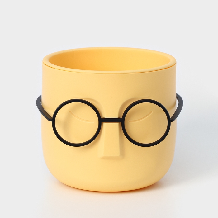 Кашпо для цветов со вставкой &laquo;Стив&raquo;, 650 мл, d=11,5 см, h=10,5 см, цвет банановый