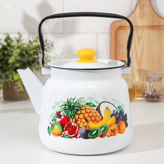 Чайник эмалированный сферический &laquo;Эквадор&raquo;, 3,5 л, цвет белый