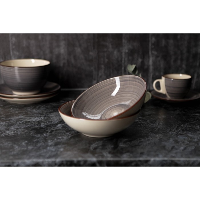 Тарелка керамическая глубокая Доляна &laquo;Морской мир&raquo;, 540 мл, d=18 см, цвет коричневый