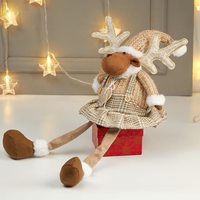 Кукла интерьерная "Лосик-девочка в сарафане в клеточку" 56х13х19 см