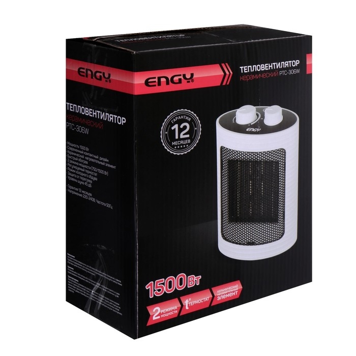 Тепловентилятор ENGY PTC-306W, 750/1500 Вт, керамический, 2 режима, до 20 м&sup2;