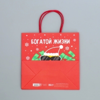 Пакет подарочный новогодний крафтовый &laquo;Что-то на богатом&raquo;, 22 х 22 х 11 см