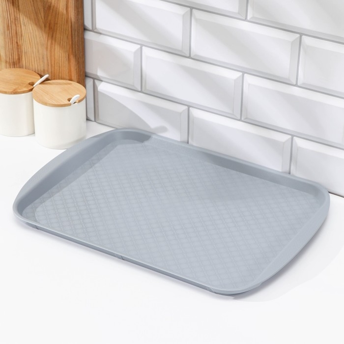 Поднос, 42&times;30 см, цвет серый