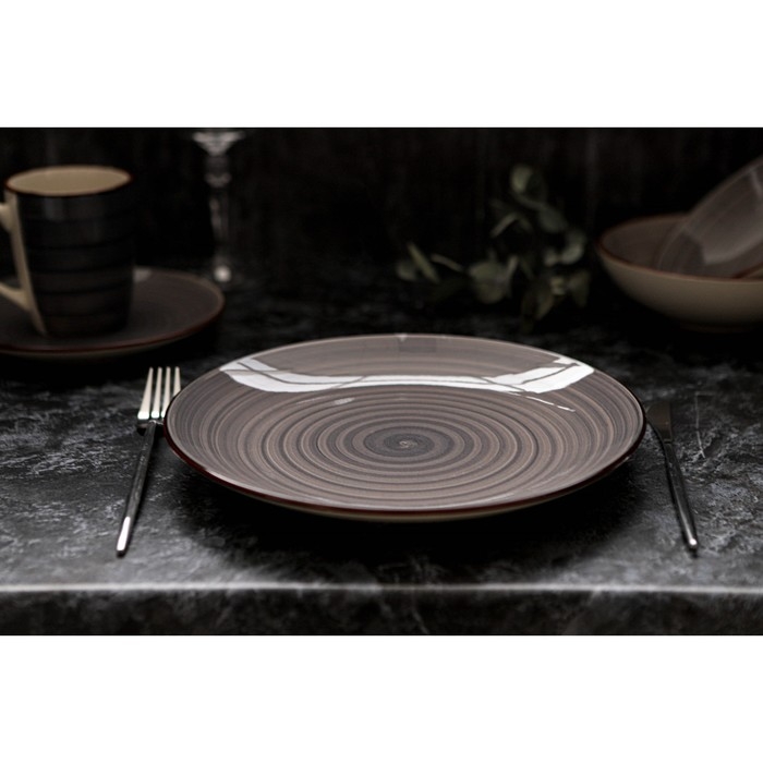 Тарелка керамическая обеденная Доляна &laquo;Морской мир&raquo;, d=27 см, цвет коричневый