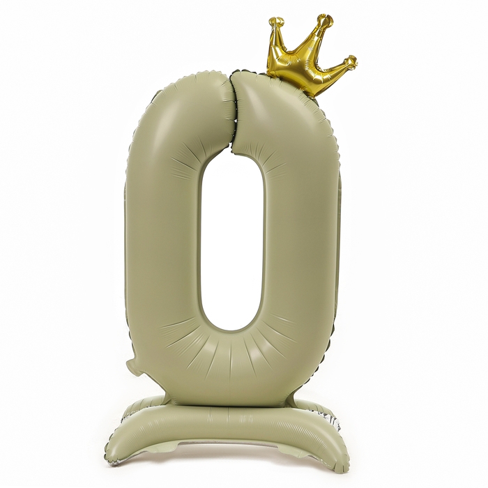 Шар фольгированный 42" &laquo;Цифра 0 с короной&raquo; на подставке, цвет взбитые сливки