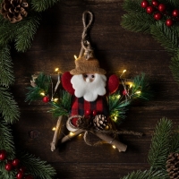 Светодиодная фигура &laquo;Звезда с Дедом Морозом&raquo; 19 см, пластик, батарейки CR2032х2 (в комплекте), свечение тёплое белое