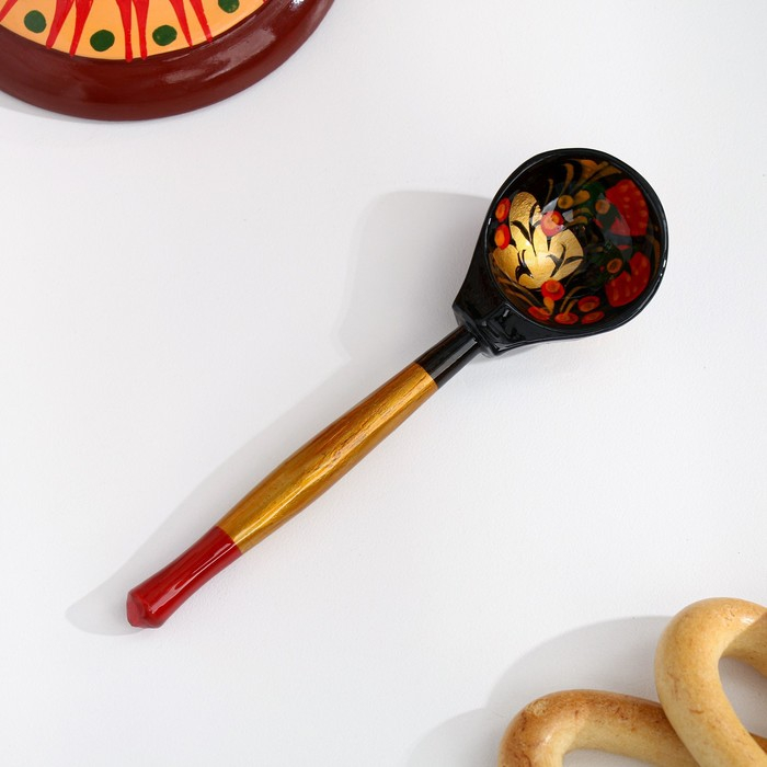 Сахарница, с ложкой, 10&times;9 см, хохлома